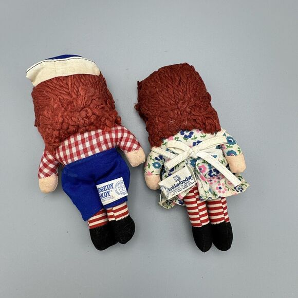 Vtg Knickerbocker Raggedy Andy and Raggedy Anne 6.5” Dolls Cloth Rag Doll Toys - Picture 2 of 12